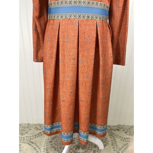VTG 60s Fashion Nancy Greer NY Shirt Waist Dress A Line Moroccan Print Sz 16 - Picture 9 of 16